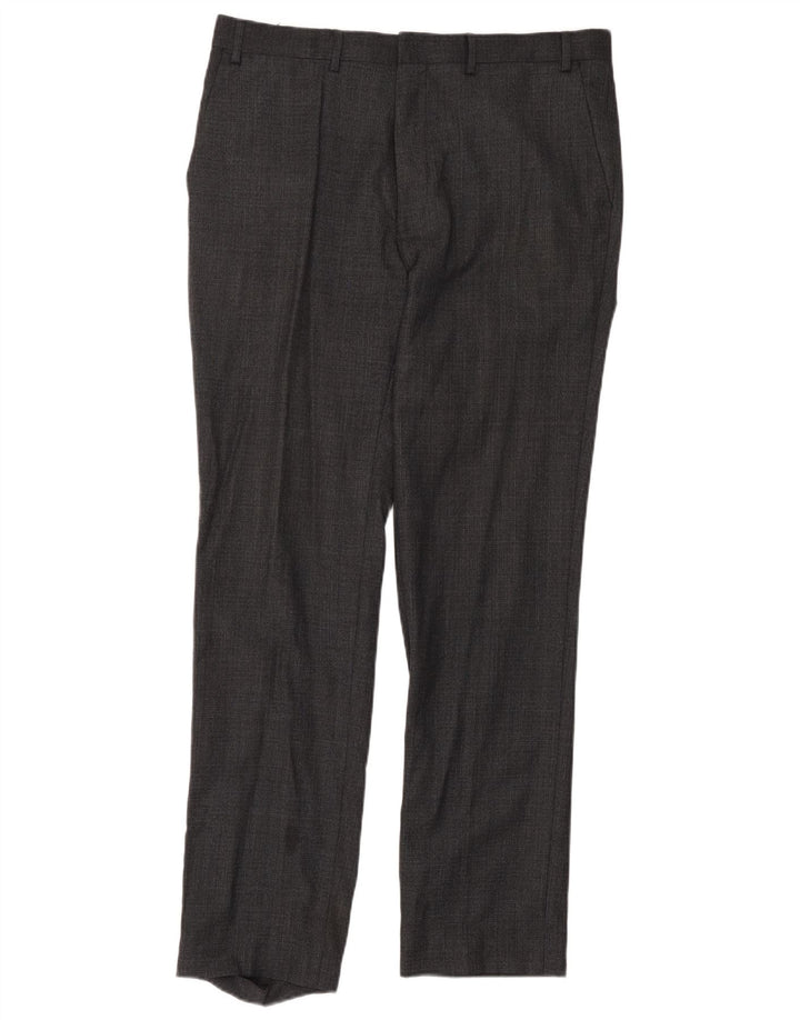 Pantaloni da abito dritti autografi da uomo Marks & Spencer W36 L33 in lana grigia