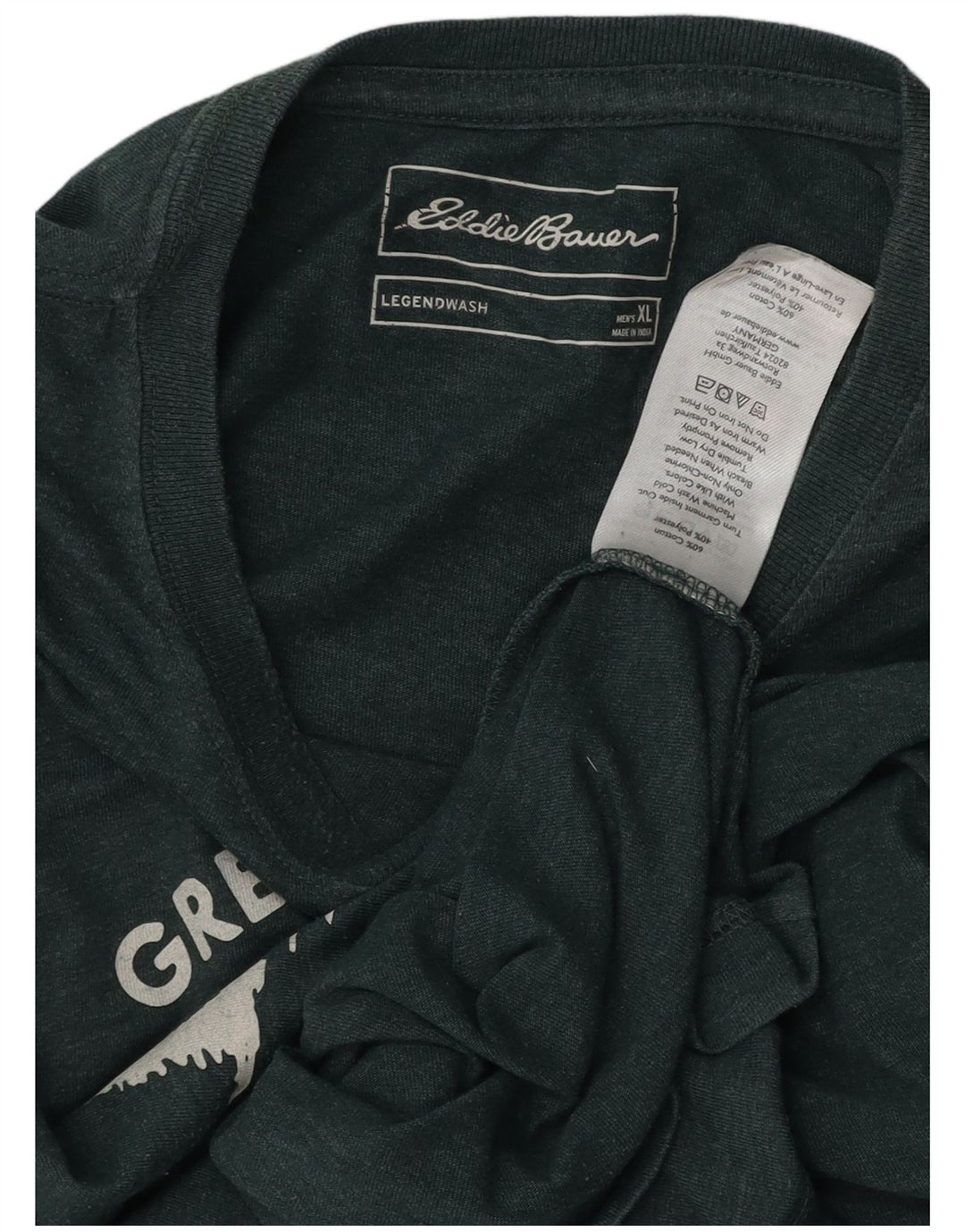 T-shirt grafica da uomo EDDIE BAUER Top XL in cotone verde