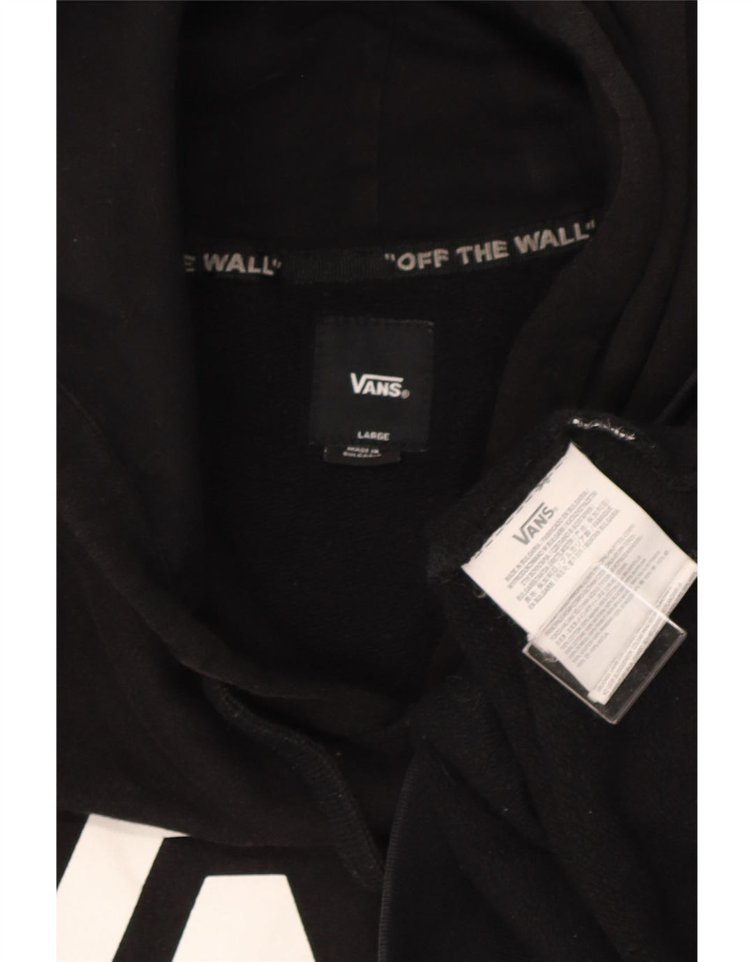 Felpa con cappuccio grafica da uomo Vans grande in cotone nero