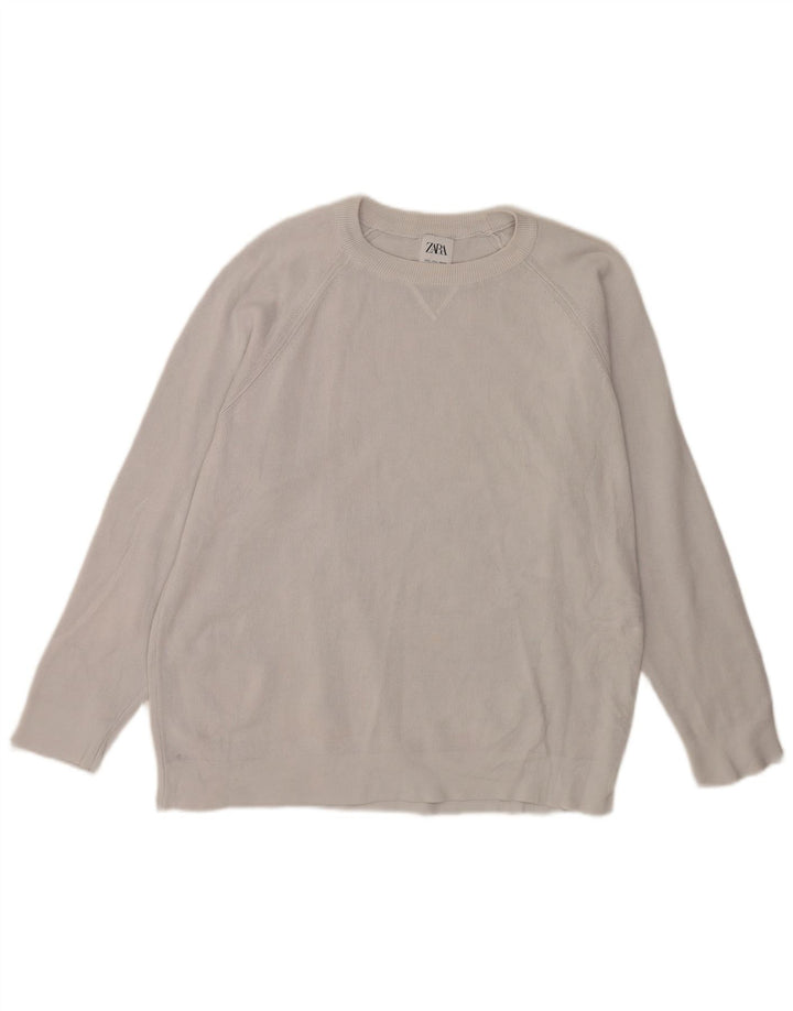 Maglione maglione girocollo da uomo Zara grande grigio