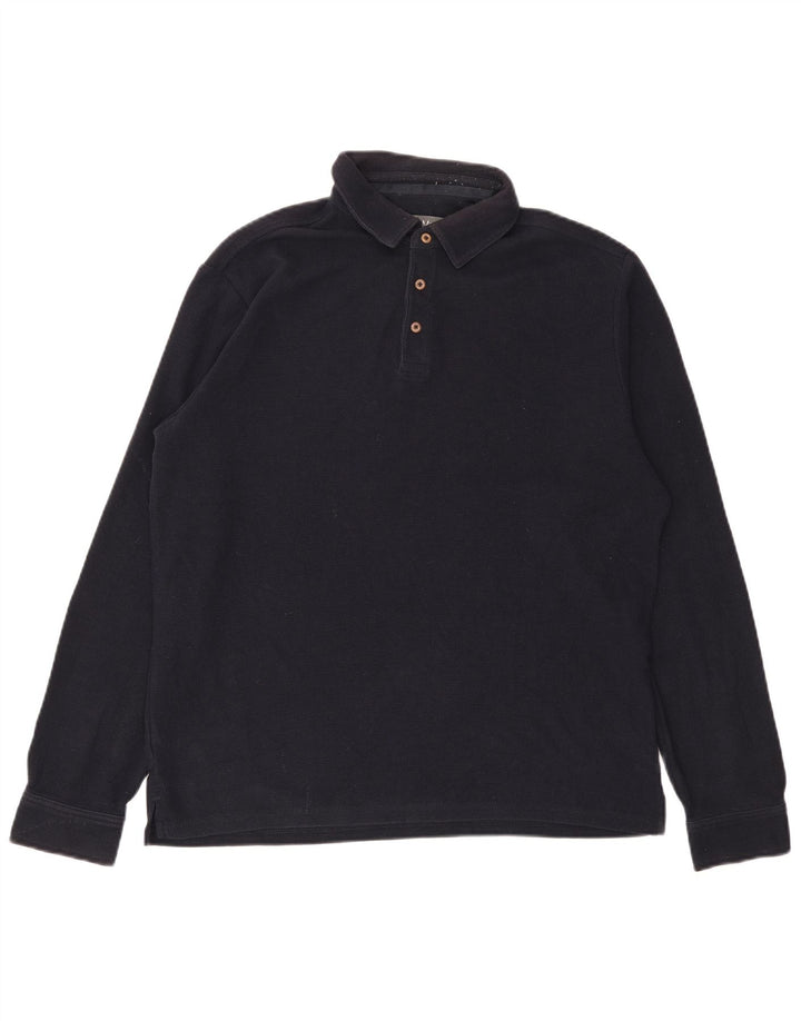 Polo da rugby da uomo a maniche lunghe Marks & Spencer in cotone blu navy medio