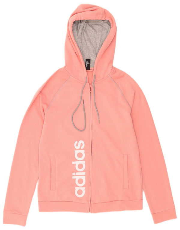 Maglione con cappuccio e zip grafica da donna Adidas UK 14 Rosa medio