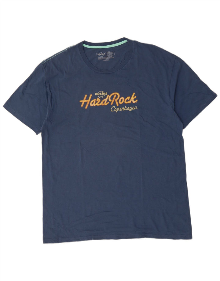 HARD ROCK CAFE T-shirt grafica da uomo Copenhagen Top XL in cotone blu