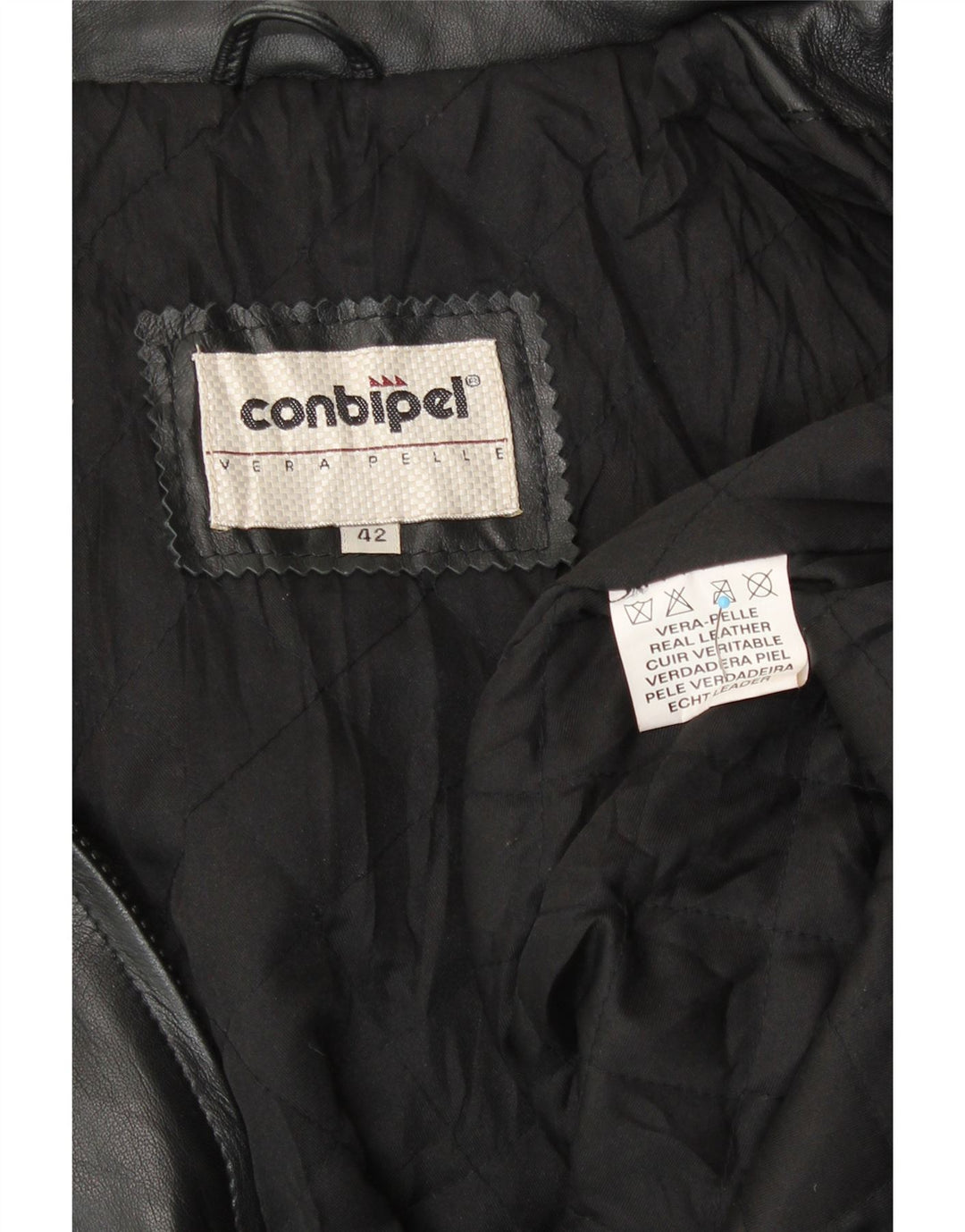 CONBIPEL Womens Hooded Leather Jacket IT 42 Medium Black Leather
