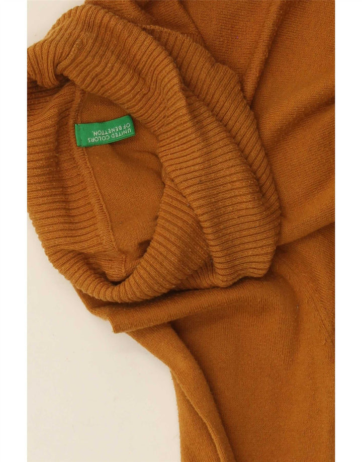 Maglione maglione a collo alto da donna Benetton UK 8 piccolo giallo