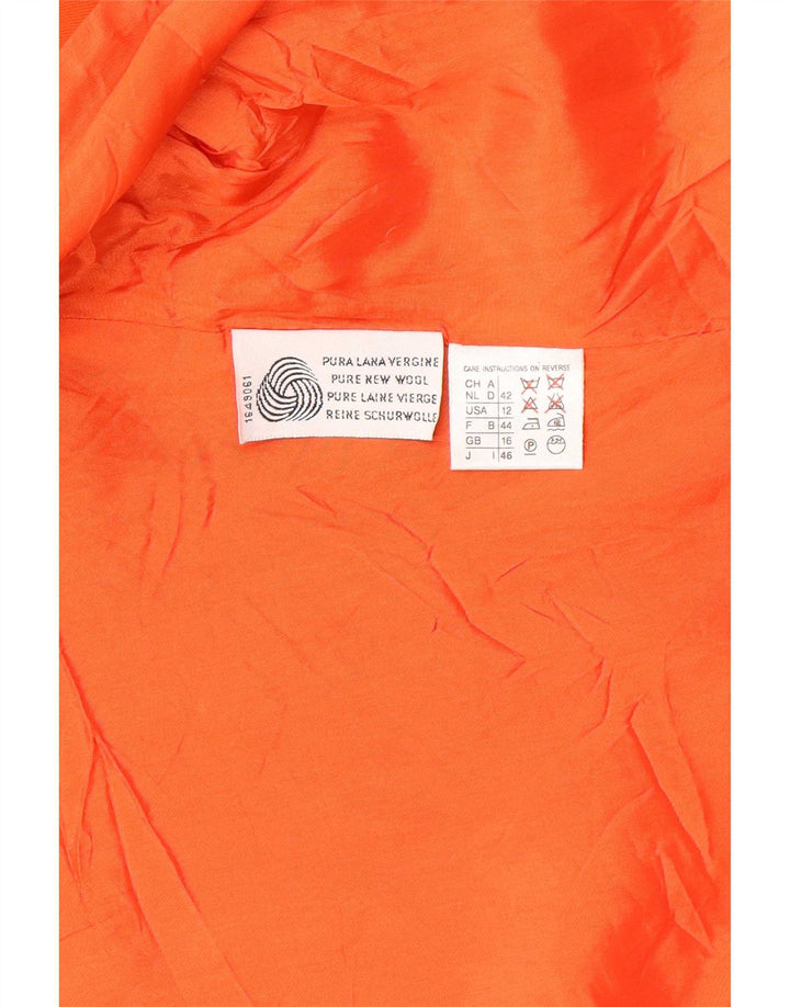 Giacca blazer a 2 bottoni da donna Marella UK 16 Large Orange New Wool