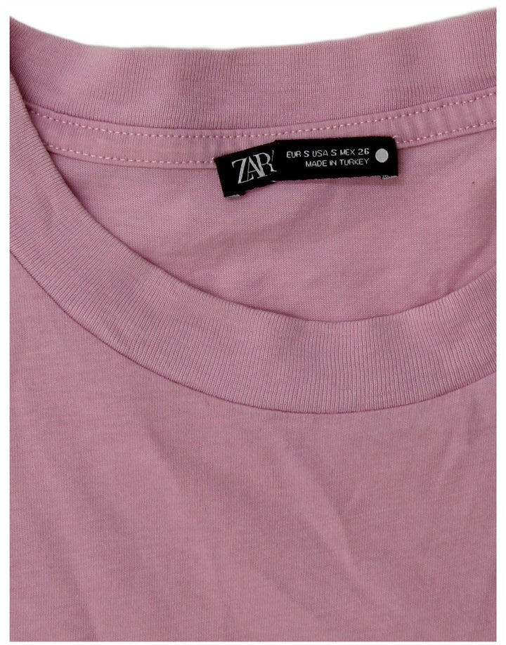 T-shirt corta da donna Zara UK 10 piccola rosa