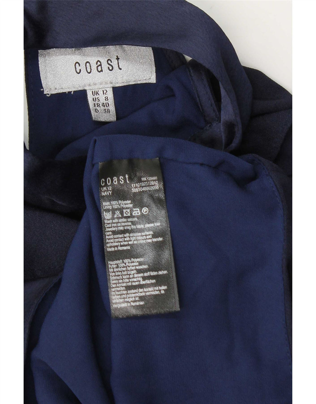 Top corto da donna Coast con spalle scoperte UK 12 Poliestere medio blu navy