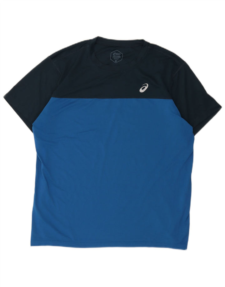 T-shirt da uomo Asics Top Large in poliestere color block blu