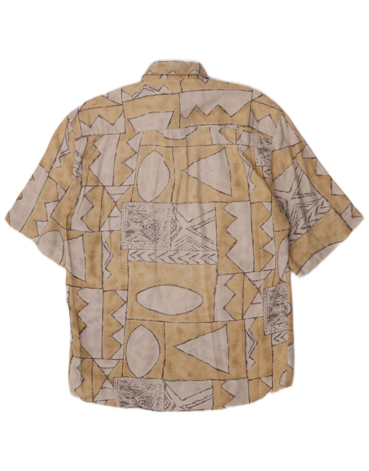 E.B. Camicia da uomo a maniche corte Company Taglia 37/38 Piccola geometrica beige