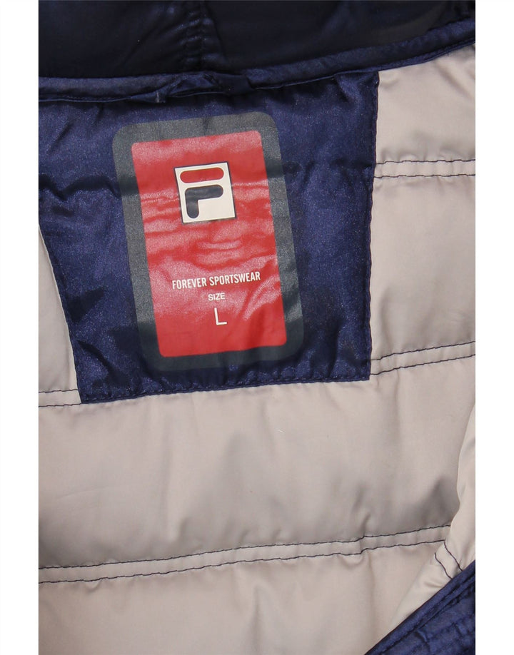 Cappotto imbottito con cappuccio da donna Fila UK 14 grande blu navy