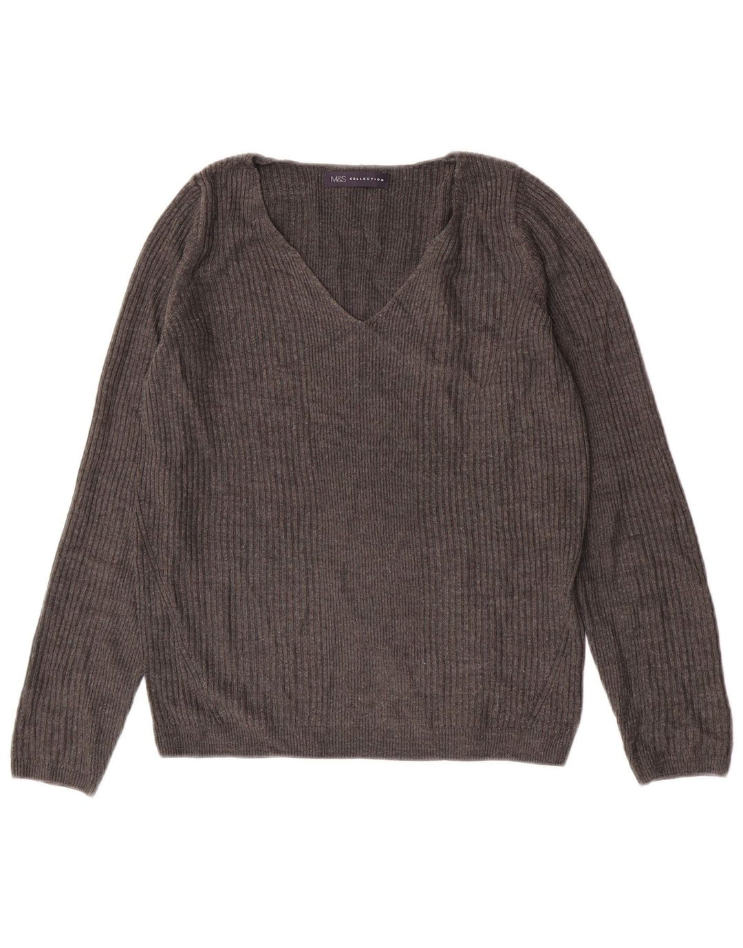 Maglione con scollo a V da donna Marks & Spencer UK 8 piccolo acrilico grigio
