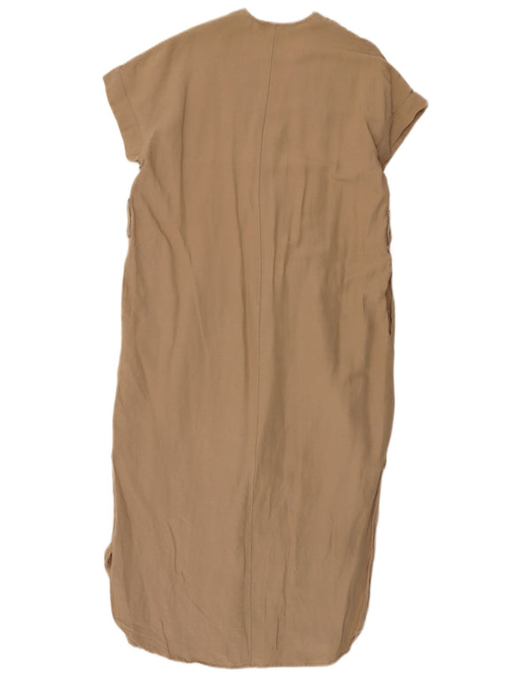 Zara Womens Oversized Shift Dress UK 6 XS Beige