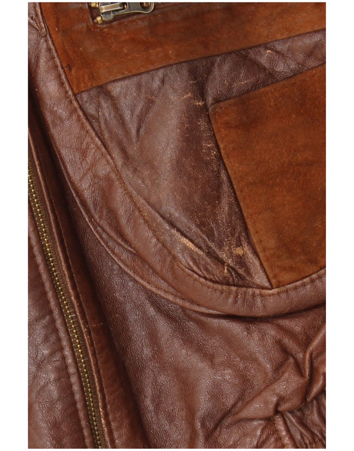 Gilet in pelle da uomo vintage UK 40 grande in pelle marrone