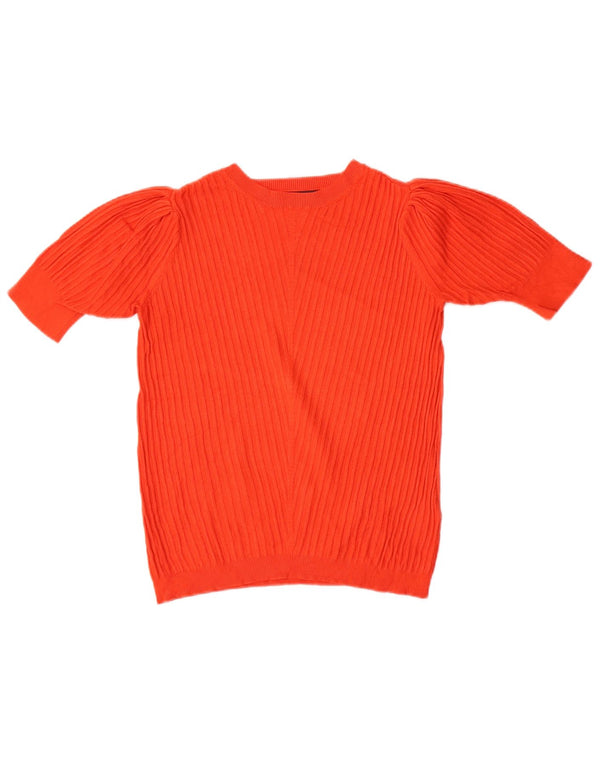 Maglione maglione con scollo a barca da donna Marks & Spencer UK 10 piccolo arancione