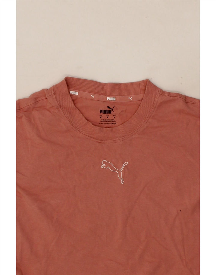 PUMA Womens Crop T-Shirt Top UK 14 Medium Pink Cotton Vintage Puma and Second-Hand Puma from Messina Hembry 