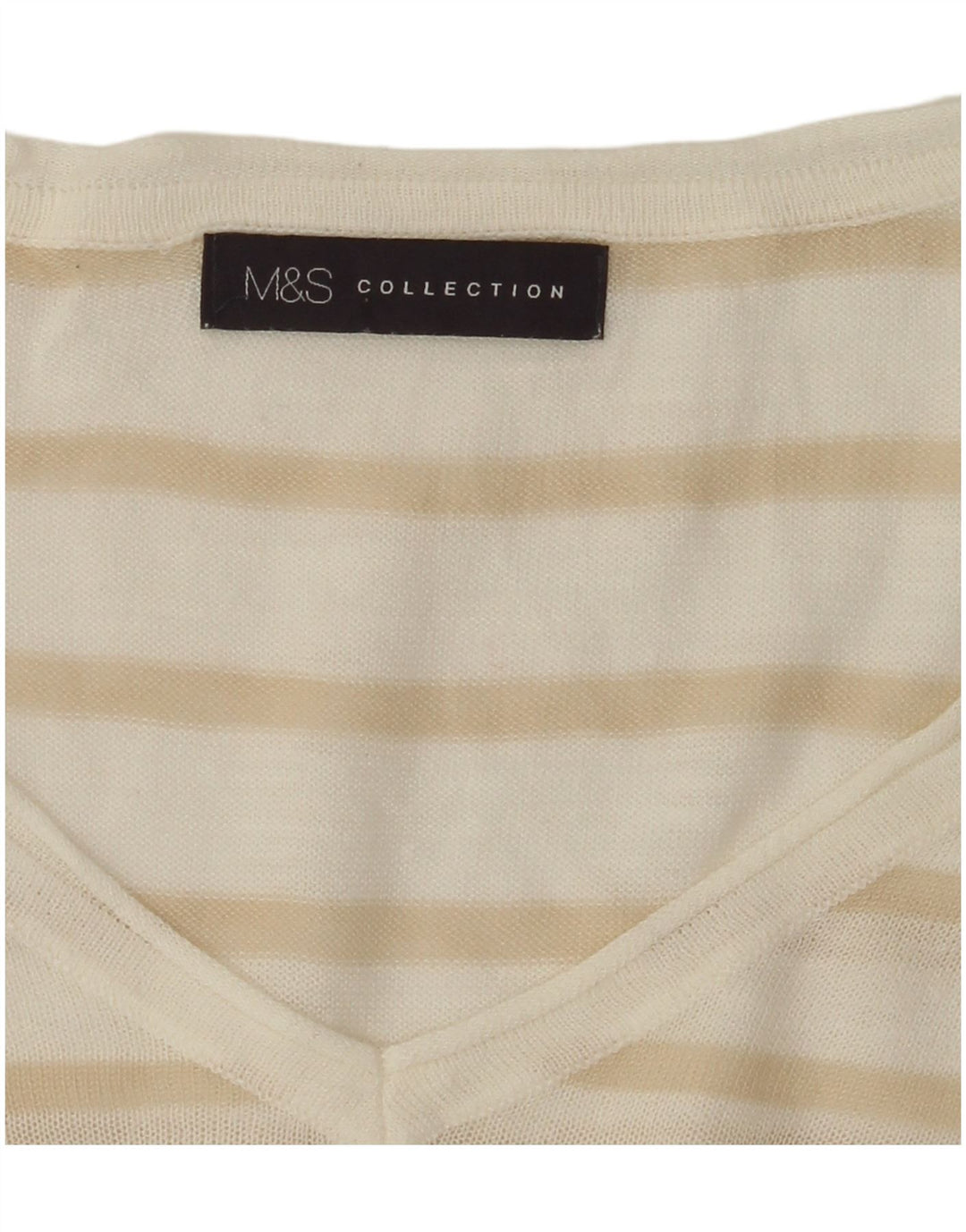MARKS & SPENCER Maglione da donna con scollo a V UK 16 Grandi righe bianche