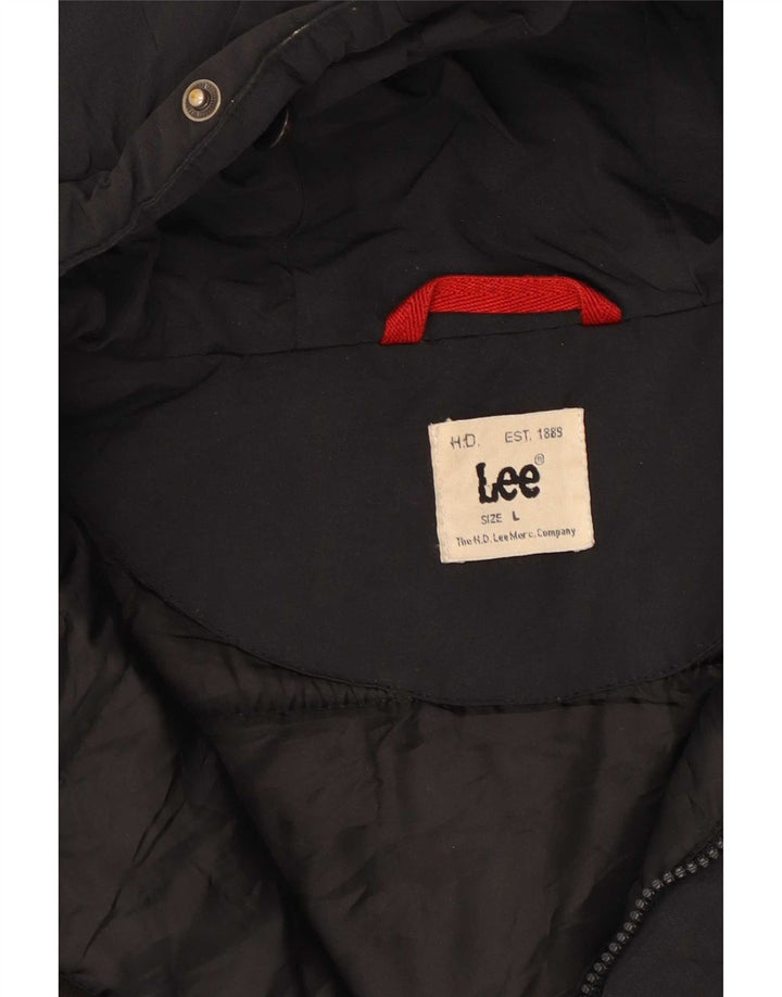 Giacca imbottita con cappuccio da uomo Lee UK 40 grande poliestere nero