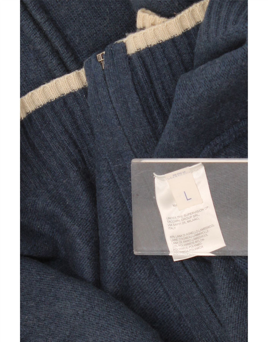 Maglione cardigan da donna Sergio Tacchini UK 16 Lana d'agnello grande blu navy