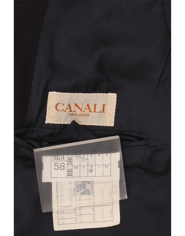 Giacca Blazer da Uomo a 2 Bottoni Canali IT 58 4XL Blu Navy in Lana Vergine
