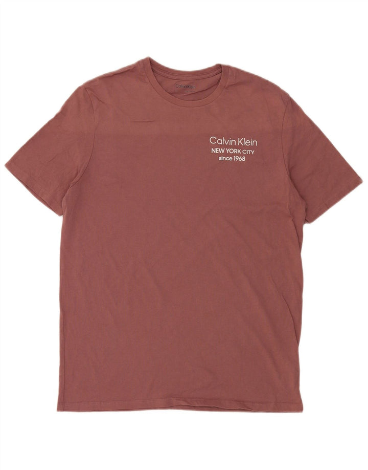 T-shirt da uomo Calvin Klein in cotone marrone medio