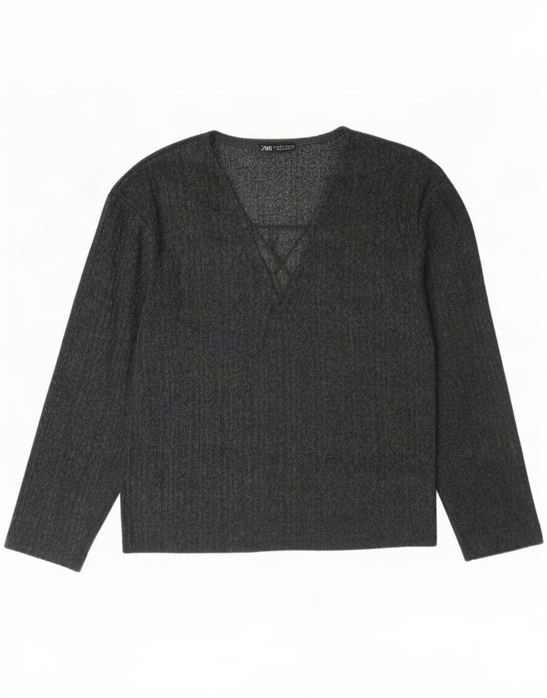 Top Zara da donna oversize a maniche lunghe UK 10 piccolo grigio