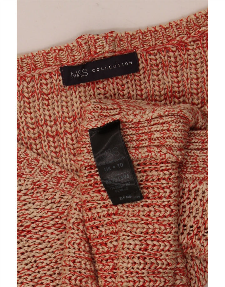 Maglione maglione con scollo a V da donna Marks & Spencer UK 10 piccolo rosso chiazzato