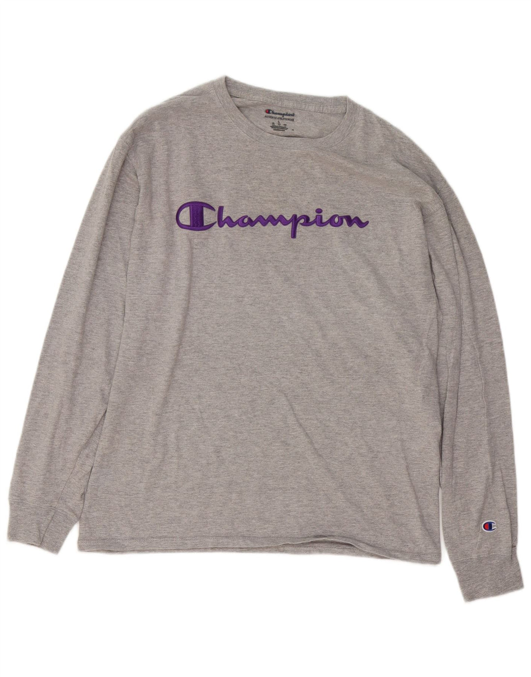 Champion Top grafico da uomo a maniche lunghe in cotone grigio grande