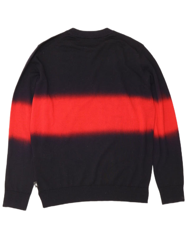 Emporio Armani Mens Crew Neck Jumper Sweater Large Navy Blue Colourblock