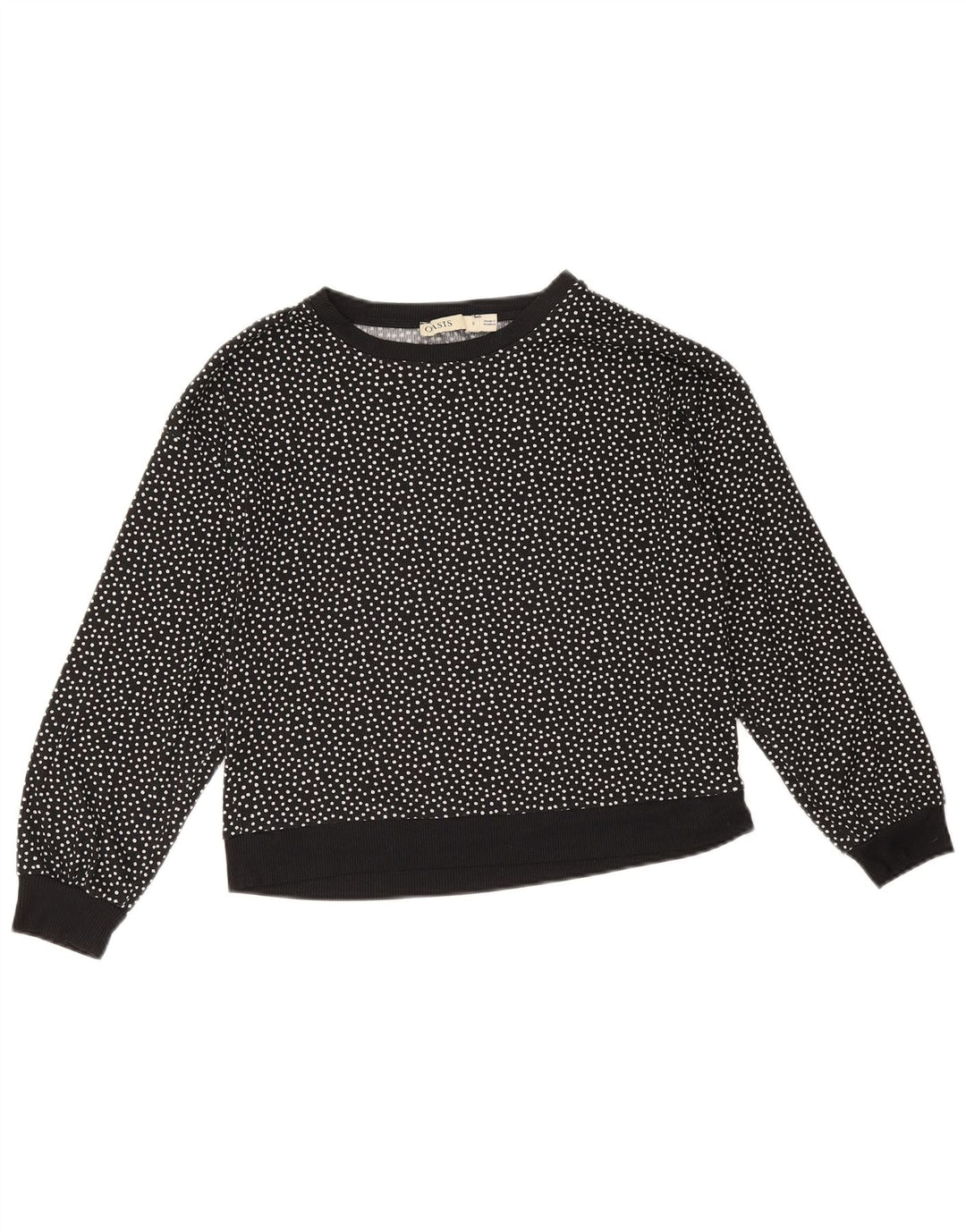 Felpa oversize corta da donna Oasis UK 10 piccolo pois nero