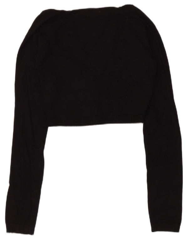Zara Womens Crop Blouse Top UK 8 Small Black Viscose