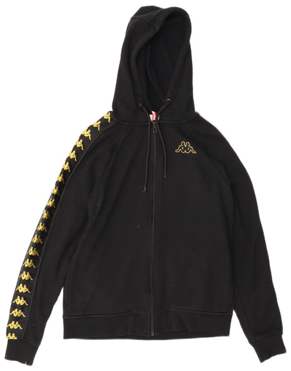 Felpa con cappuccio e zip oversize con grafica Kappa da donna UK 6 XS cotone nero