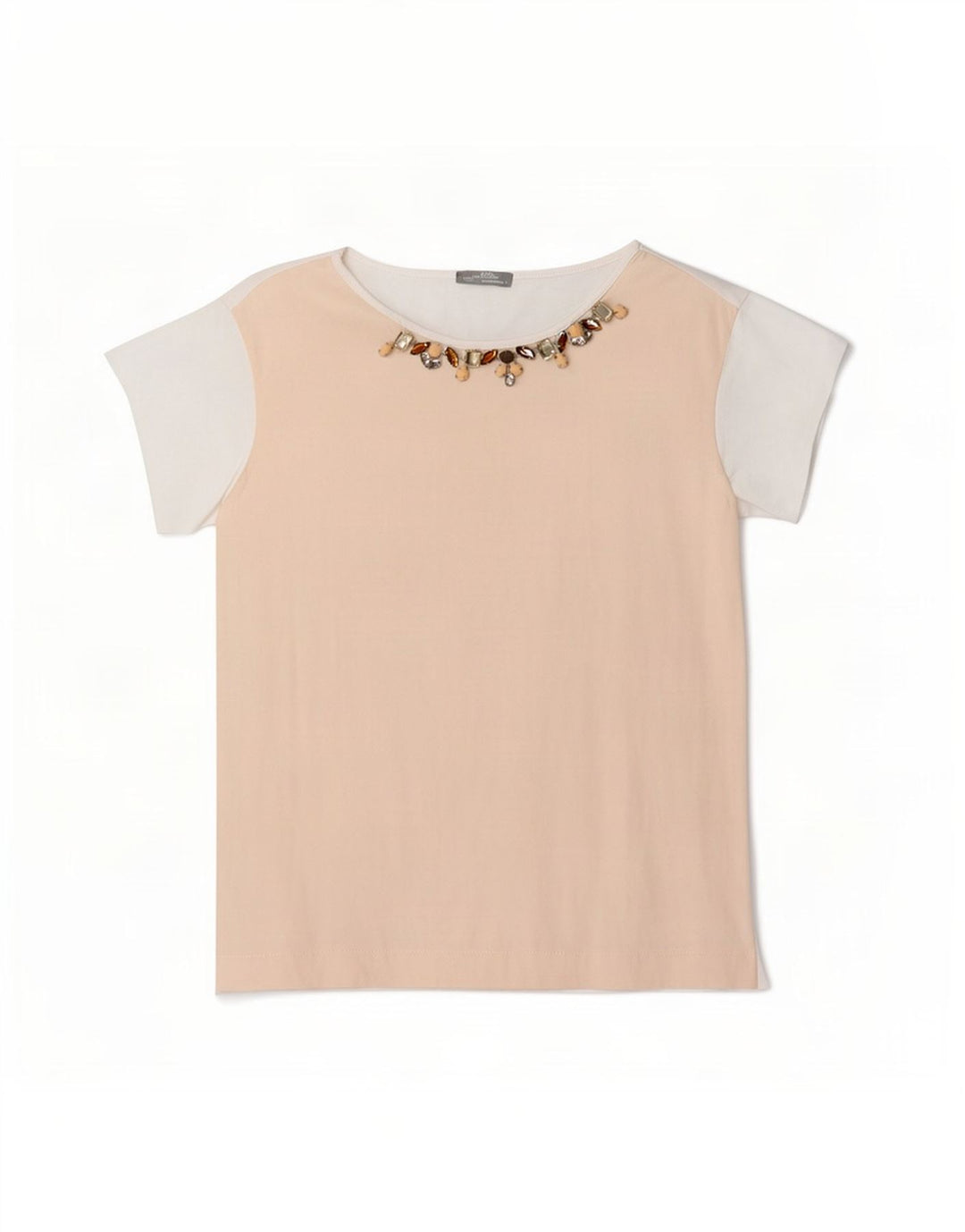 T-shirt Zara da donna Top UK 14 viscosa color block bianco medio