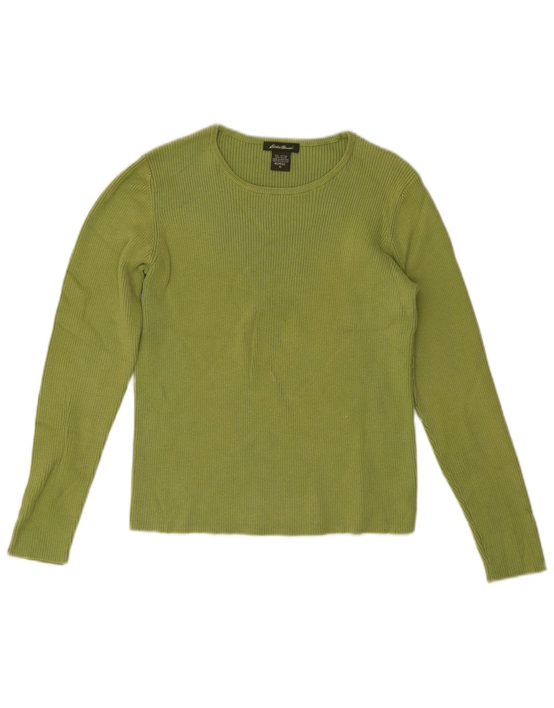 Eddie Bauer Top corto da donna a maniche lunghe UK 12 Cotone verde medio