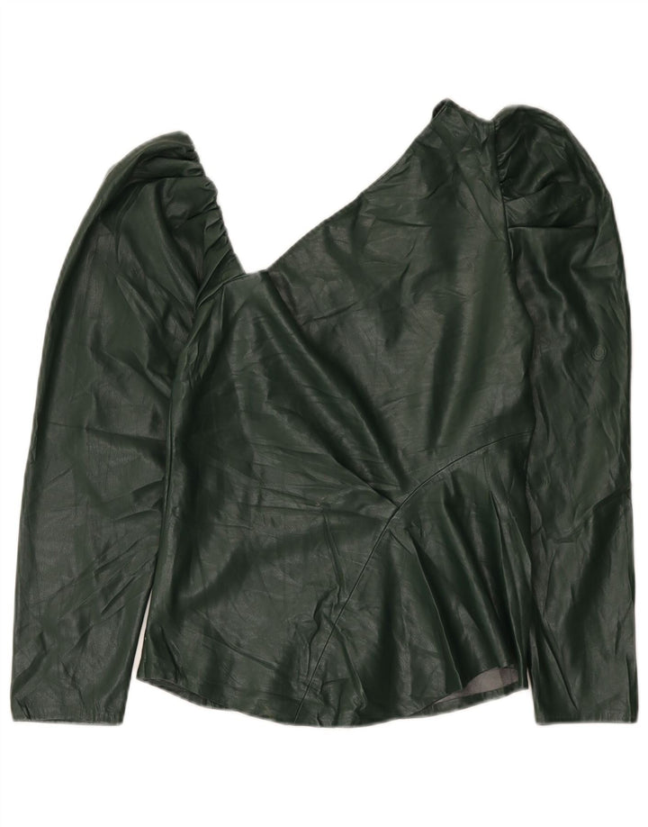 Top monospalla da donna in ecopelle Zara UK 12 Poliuretano verde medio