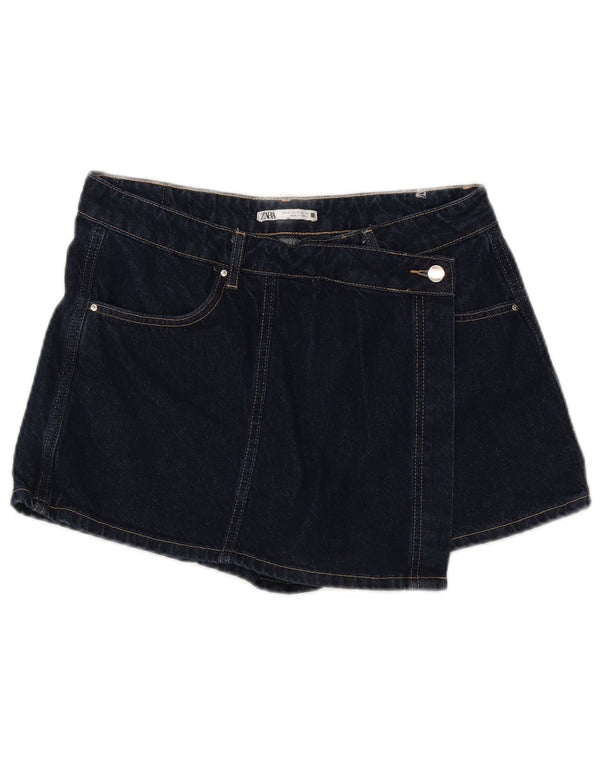 Pantaloncini di jeans da donna Zara medi W28 cotone blu navy