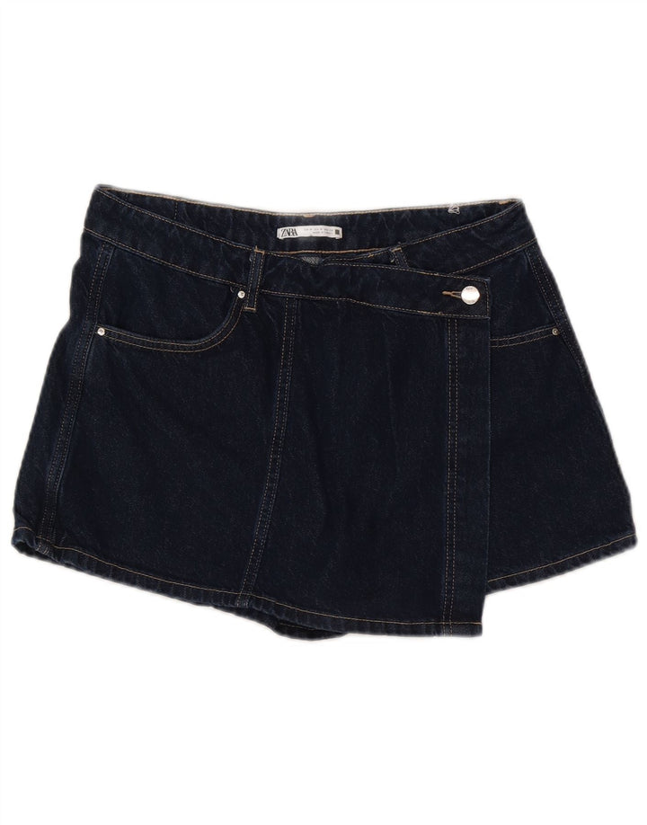 Pantaloncini di jeans da donna Zara medi W28 cotone blu navy