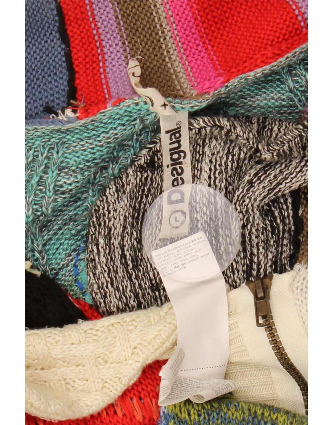 Maglione cardigan da donna DESIGUAL UK 16 Grande patchwork multicolore