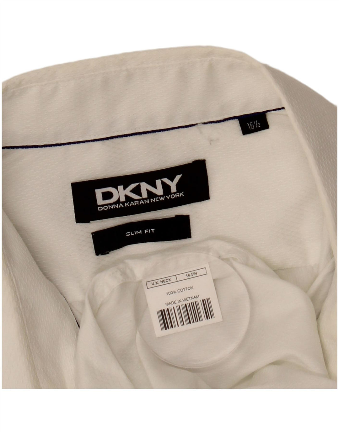 Camicia DKNY da uomo slim fit taglia 16 1/2 grande cotone bianco