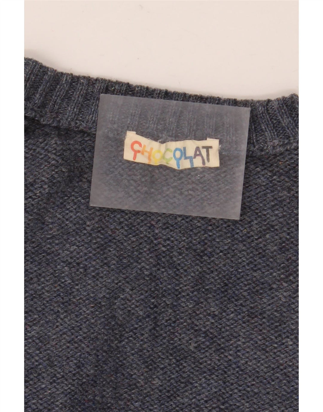 Maglione girocollo da uomo VINTAGE grande blu a rombi/diamante