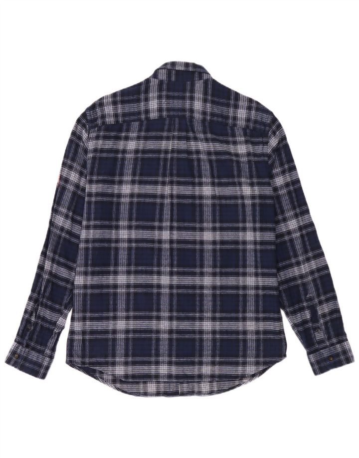 Camicia da uomo in flanella vestibilità regolare Marks & Spencer a quadri blu navy medio