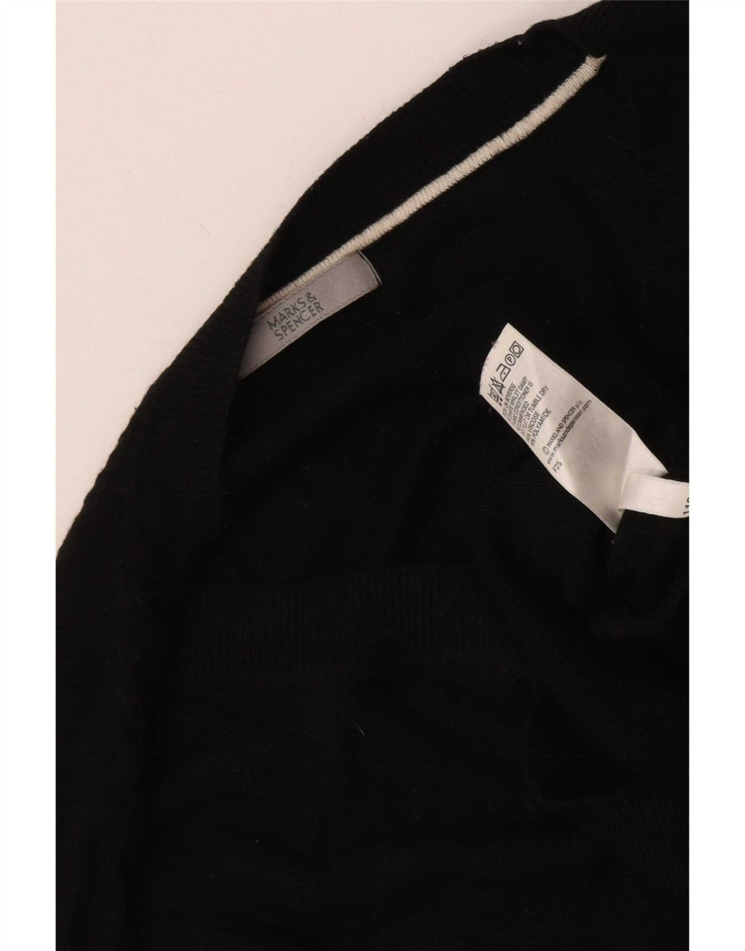 Maglione corto con scollo a V da donna Marks & Spencer UK 12 medio nero