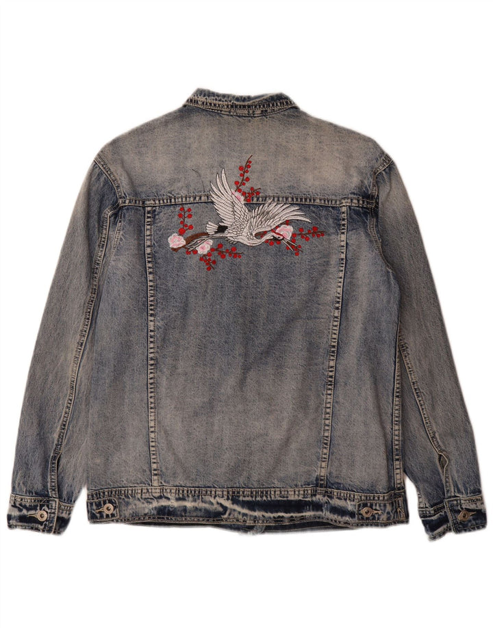 Giacca in denim grafico da donna Place du Jour EU 36 piccolo cotone blu
