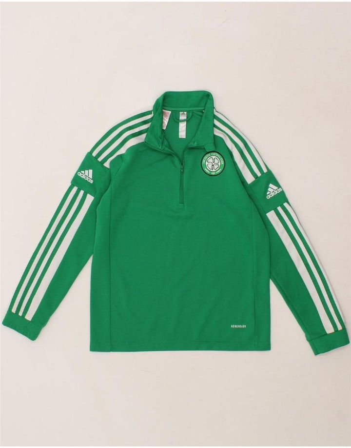 ADIDAS Boys Aeroready Zip Neck Pullover Tracksuit Top 11-12 Years Green Vintage Adidas and Second-Hand Adidas from Messina Hembry 