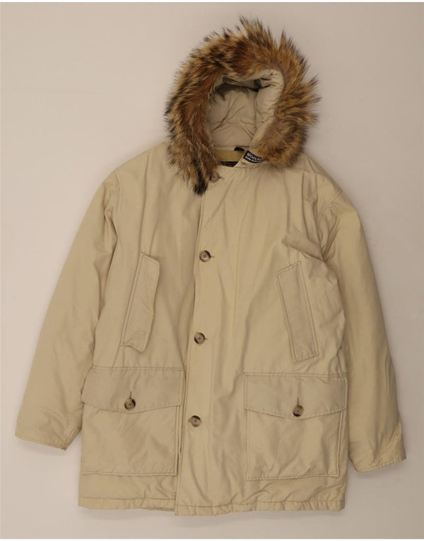 Giacca imbottita con cappuccio da uomo Woolrich UK 42 XL Cotone beige