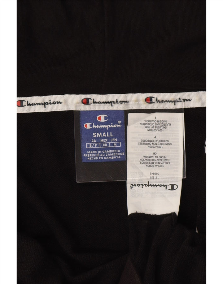 CHAMPION Maglione con cappuccio e zip corto oversize da donna UK 10 Piccolo cotone nero