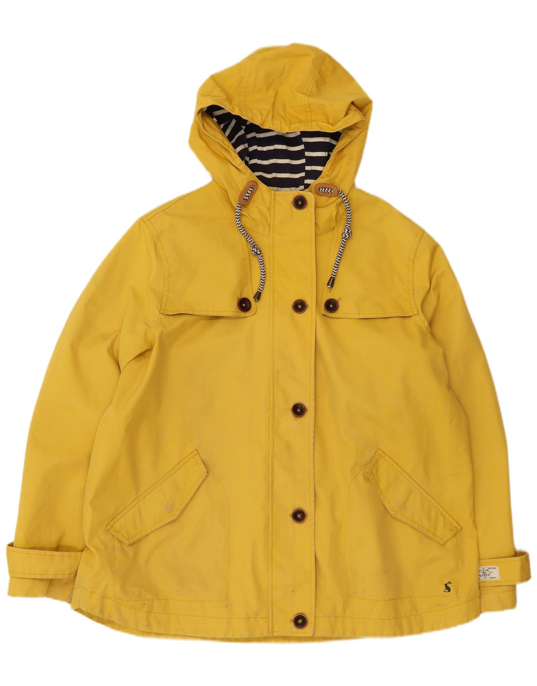 JOULES Giacca a vento con cappuccio da donna UK 18 XL Cotone giallo