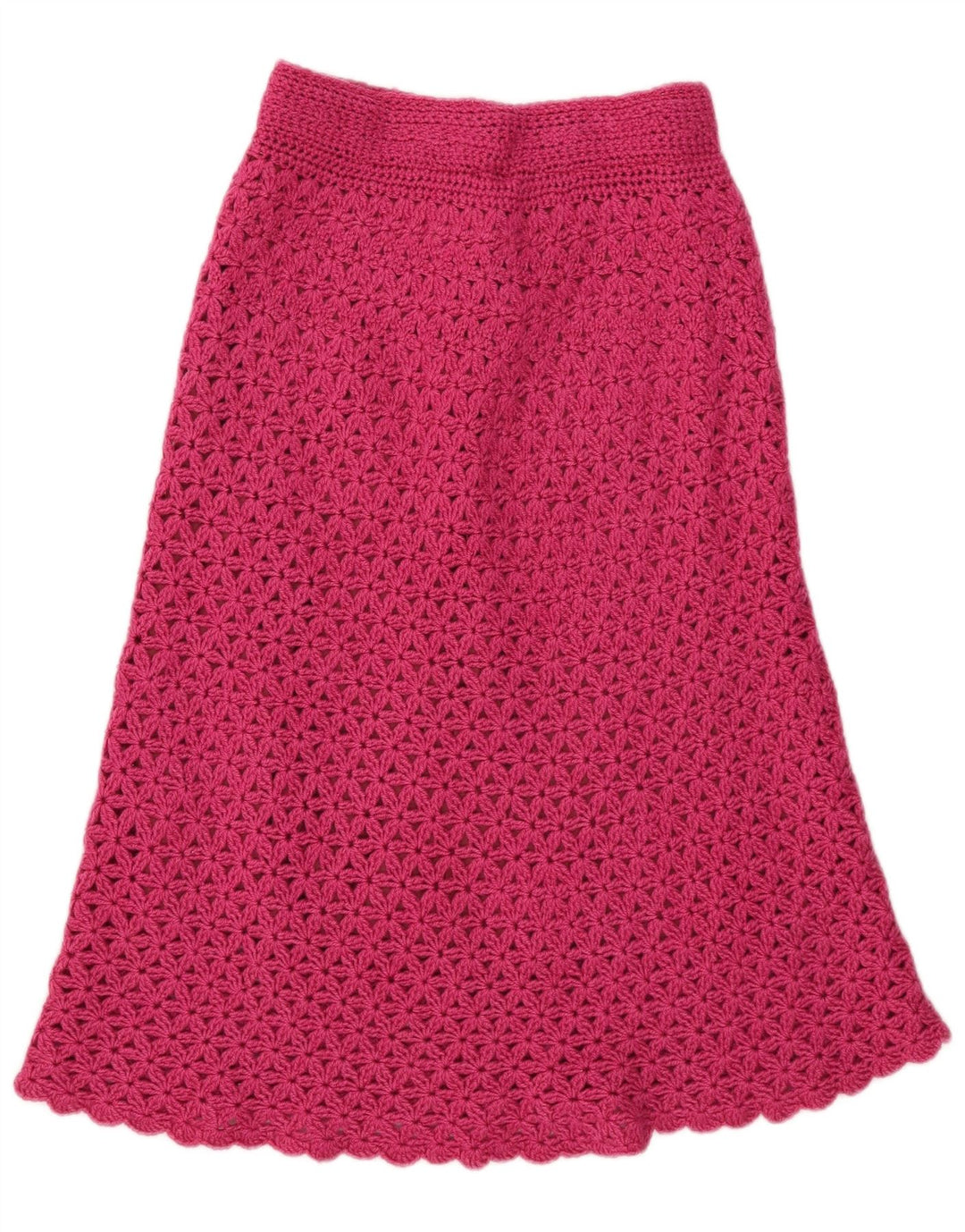 Gonna a trapezio vintage da donna in maglia W28 rosa medio