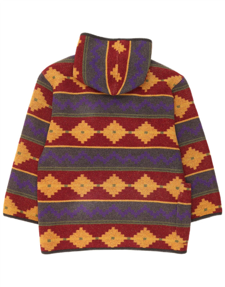 Montgomery con cappuccio da donna vintage UK 14 grande motivo geometrico multicolore