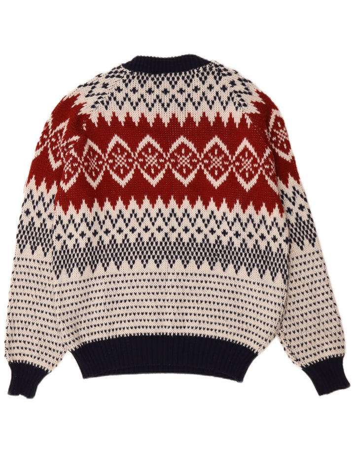 Maglione maglione girocollo da uomo vintage grande Fair Isle multicolore